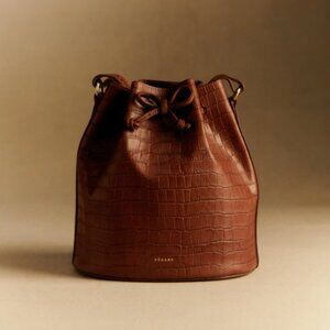 Sezane Farrow Bag Camel Croco Print - Size TU